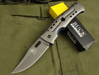 Buck Steel Titanium Saber Camping Hunting Folding Clip Lock Tactical 