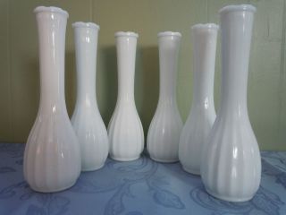Set of 6 Vintage Antique White Milk Glass Vases 9 RANDALL BRODY USA