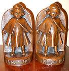 RARE ANTIQUE BRONZE SIGNED JENNINGS BROTHERS BOOKENDS LITTLE GIRL 
