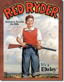Vintage Replica Tin Metal Sign Red Ryder BB Gun Air Rifle Pellet Daisy 