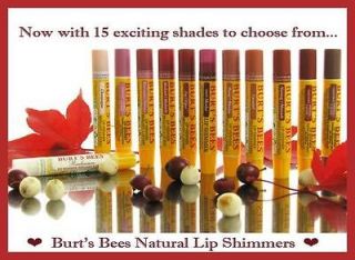 BURTS BEES LIP SHIMMER Tinted Colour BALM Gloss with BEESWAX all 