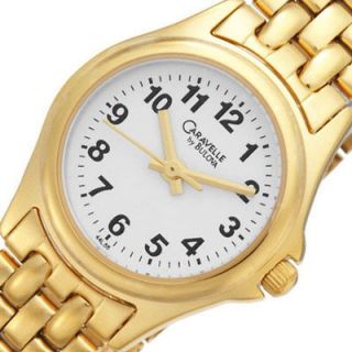 New CARAVELLE by Bulova Womens Analog Round Watch Gold Tone Bracelet