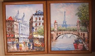 BURNETT Original Oil Paintings   Set of 2   Paris Scenes Framed 