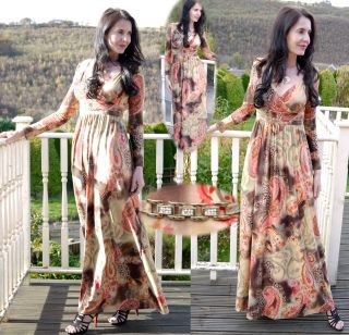 New Long Sleeve Autumn Evening Party Holiday Maxi Dress Gown By MontyQ 