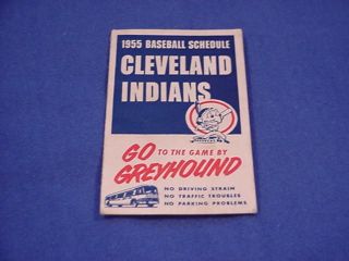 1955 CLEVELAND INDIANS Baseball Pocket Schedule   Greyhound Bus