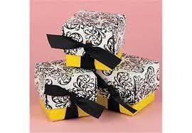 100 NEW Black & Yellow Damask Wedding Favor Boxes