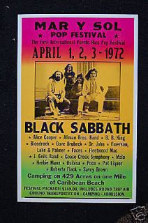 Black Sabbath 1972 Tour Poster Mar Y Sol Pop Festival
