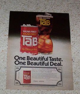 1981 ad page   TAB soda pop Coca Cola sugar free drink Old Coupon 