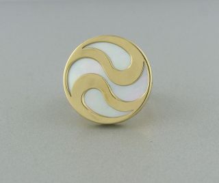 BVLGARI 18K GOLD MOTHER OF PEARL OPTICAL RING $2350