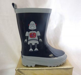 NWT Intrigue toddler boys rubber rain boots blue and gray