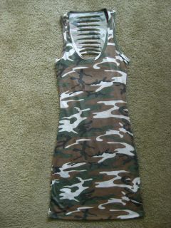   Thin SLIT BACK Camo Army Camouflage Dress SMALL MEDIUM LARGE