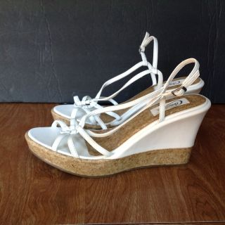 Candies Womens Shoes Sandals Cork Heel White 9.5 M