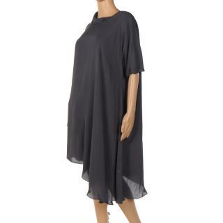 SQ 184 CACHAREL Smokey Blue Silk Asymmetrical Shift Dress Size UK 8 