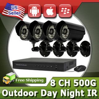   CCTV Network Surveillance DVR 4 Outdoor IR Security Camera System 500G