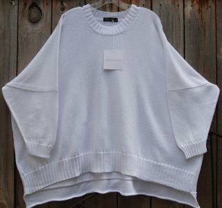 NWT Shirin Guild WHITE Light Weight Cotton Knit Crew Neck Boxy Sweater 