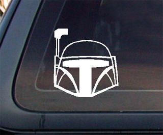 Star Wars Boba Fett Helmet Car Decal /Sticker (477)   White