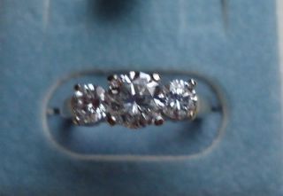 14K White Gold 3 Stone Diamond Ring 1.11 Carats Size 4.75 Appraised at 