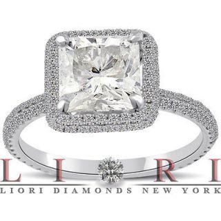 17 Carat E SI3 Cushion Cut Diamond Engagement Ring 18k Gold Vintage 