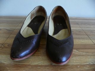 Vtg Candies Shoes Sz 6M Kitten Heels Brown Leather Made Brazil 1970s 