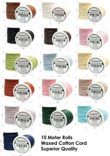 10 Meters x 0.8mm Waxed Cotton Cord Beading Thread 16 colours
