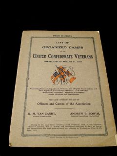 UCV BOOKLET LIST OF CONFEDERATE VETERANS CAMPS ~ 1921 ISSUE