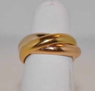 CARTIER TRINITY RING 18KT TRI COLOR GOLD SIZE 52 CLASSIC CARTIER