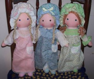   of 3 Holly Hollie Hobbie Hobby Amy Carrie Rag Doll in Nightgowns 12