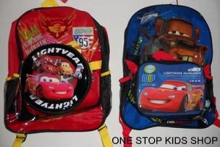 CARS School Bag BACKPACK & LUNCH BOX Tote Pouch Cooler MCQUEEN Disney 