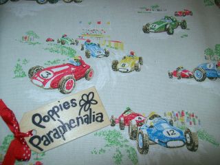 CATH KIDSTON COTTON DUCK FABRIC many size options VINTAGE RACING CARS 