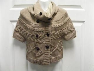 NICHOLAS K SWEATER ANTHROPOLOGIE TAN CABLE KNIT LAYERING JACKET 