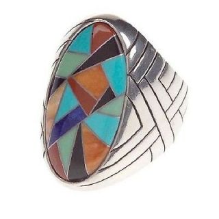   Southwest Bold Sterling Channel Inlay Spirited Ring 6 W/Gift Box