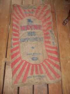 Vintage ?? Wayne Hog Supplement Allied Mills Inc. Feed Seed burlap 