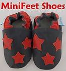 NEW SOFT LEATHER BABY SHOES 0 6, 6 12, 12 18, 18 24 Mths RED STARS