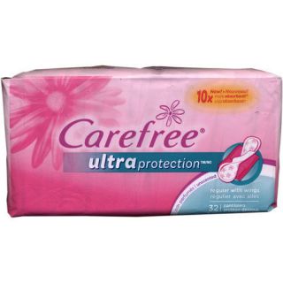 Carefree Pantiliners Regular with Wings Unscented 32 each (Pack of 