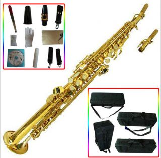 Professional Gold Soprano Straight Saxophone Sax