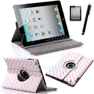   Pink Smart Cover Polka PU Dot Leather Case Stand For New iPad 2 3rd