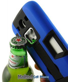 BLUE BLACK BOTTLE OPENER RUBBER CASE STAND WALLET FOR SAMSUNG GALAXY S 