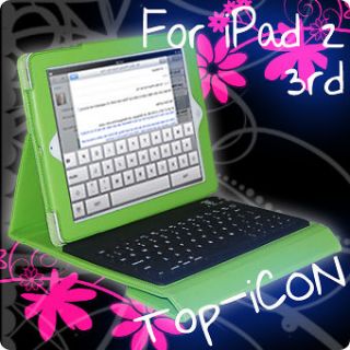   Bluetooth Keyboard With Leather Stand Cover Case For iPad 2 iPad 3