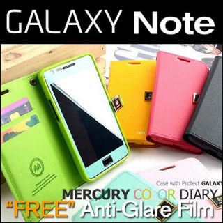   GALAXY NOTE i9220 GT N7000 MERCURY Diary Leather Cell Case New 7COLOR