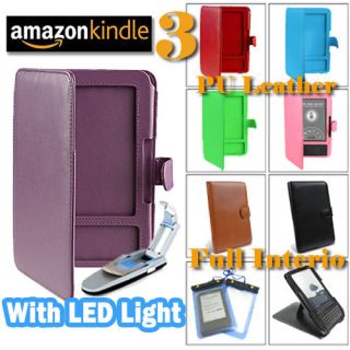  Case Cover pelle Custodia in causa with Light for  Kindle 3 3g
