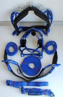 Blue Black Synthetic MINI SHETLAND PONY Driving training cart harness