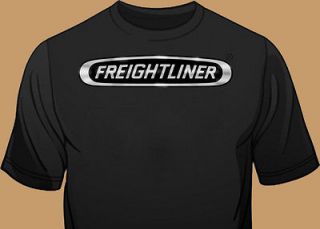 Black Trucking T Shirt, Freightliner, Motor Sports, Chrome Print 