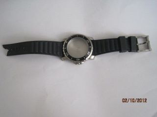   Swiss Stainless Steel 45mm Case, Crystal & Rubber Watch Band 9 Inches
