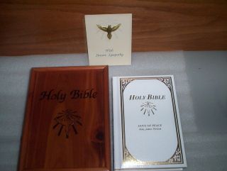 CAW Canadian Auto Workers Dove of Peace KJV Holy Bible inside Wooden 