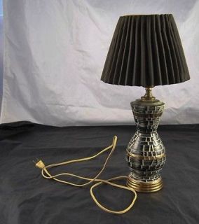 Vintage Grey & Black Tile Mosiac Style Lamp Leviton Straight Prong 