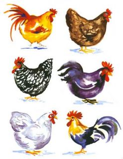   Barnyard Rooster Fowl Set Select A Size Ceramic Waterslide Decals