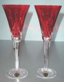 Waterford Lismore Crimson Champagne Flutes 2 Piece Set Red/Clear 