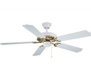   42 Ceiling Fan ELN42WB5 White Brass Indoor Classic Pull Chain 5 Blade