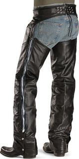 NB SPORTS Mens Motorcycle Black grade Leather Chap Pants Size 3XL Nwt