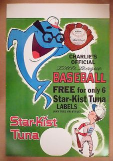 Charlie The Tuna STORE DISPLAY SIGN   1960s   Star Kist/Little League 